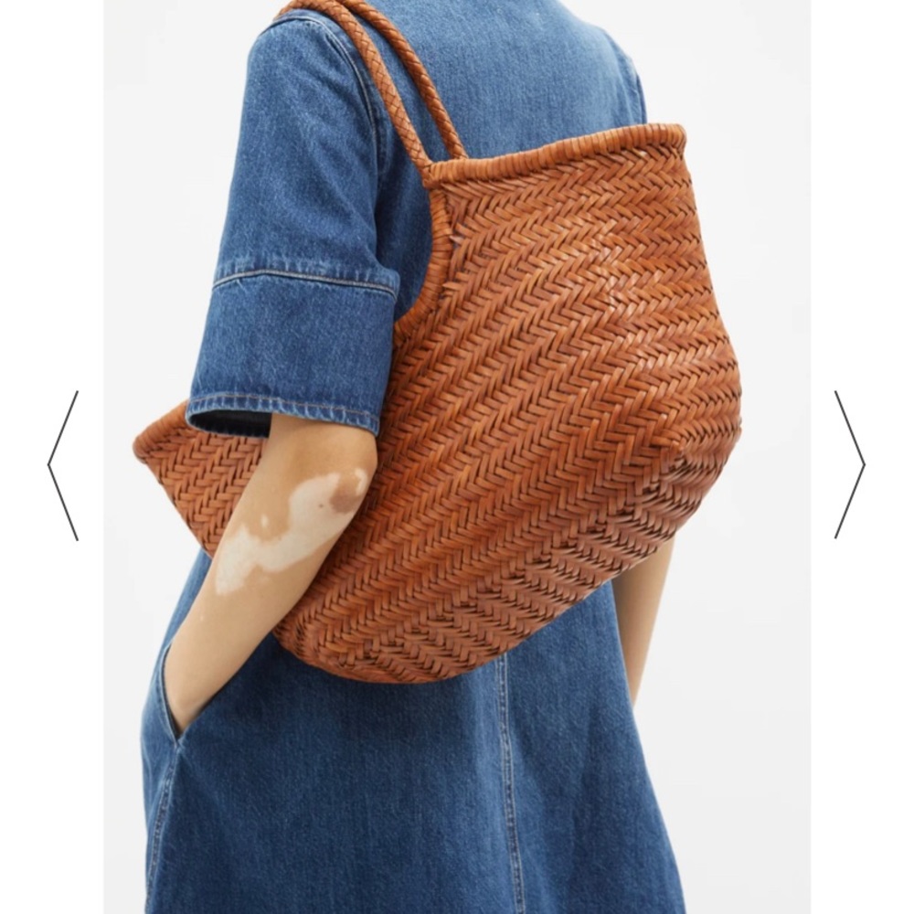 Woven leather tote